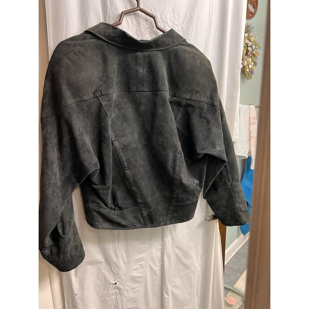 Vintage International Rinci Collection Black Leather Cropped Moto Jacket M - Picture 10 of 13
